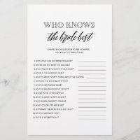 Who knows the bride best bridal shower game