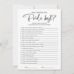 Who Knows the Bride Best Bridal Shower Game Invitation