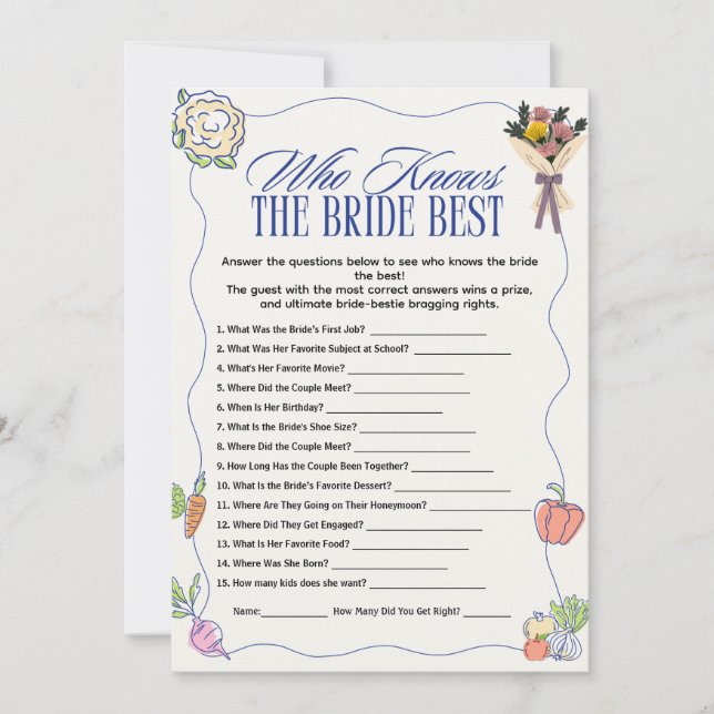  who Knows the Bride Best Bridal Shower Games Fun Invitation (Front)
