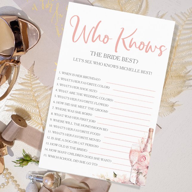 Who Knows the Bride Best Bridal Shower Party Game (Creator Uploaded)