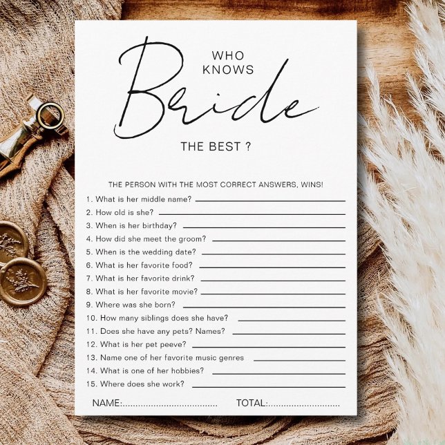 Who knows The Bride Best Bridal Shower Party Games Invitation (Creator Uploaded)