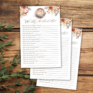 Who knows the bride best coffee fall shower game