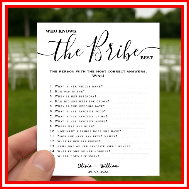 Who Knows The Bride Best Elegant Wedding Game Poster (Creator Uploaded)