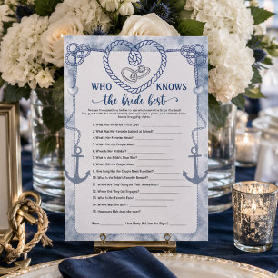 Who Knows the Bride Best Game Nautical Wedding  Invitation
