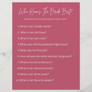 Who Knows The Bride Best? Party Game