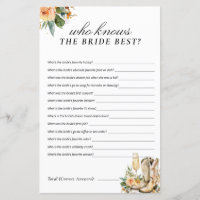 Who Knows the Bride Best Western Bridal Shower