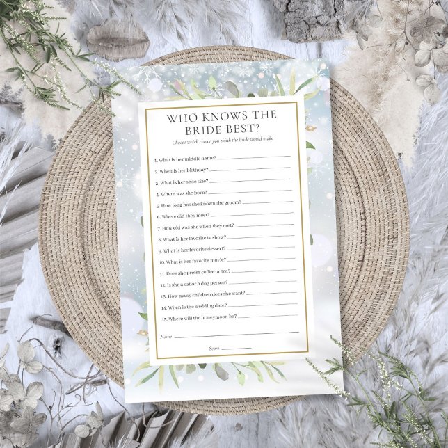 Who Knows The Bride Best Winter Bridal Shower Game (Who Knows The Bride Best Winter Bridal Shower Game)