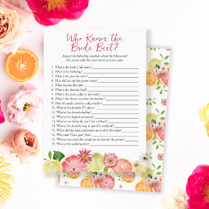 Who Knows the Bride Bridal Shower Game Card