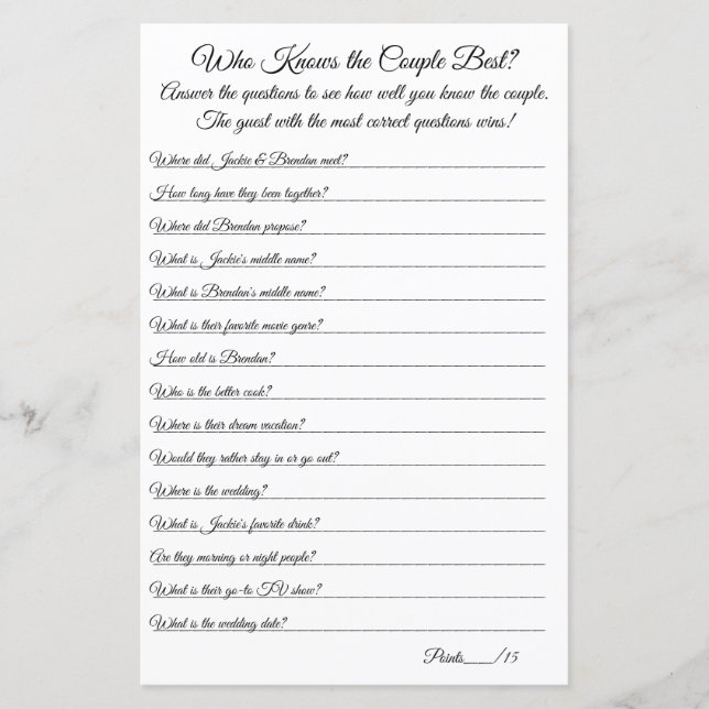 Who Knows the Couple Best? (Front)