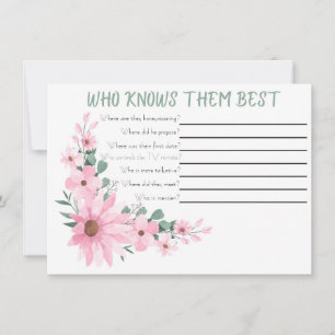 Who Knows The Couple Best Bridal Shower Game Card