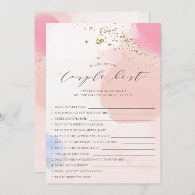 Who Knows the Couple Best Bridal Shower Game Invit Invitation (Front/Back)