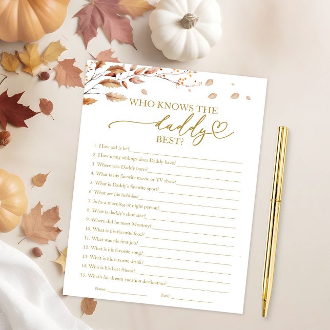 Who Knows the Daddy Best Fall Baby Shower Game Invitation (Creator Uploaded)
