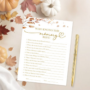 Who Knows the Mummy Best Fall Baby Shower Game Invitation