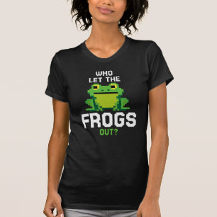 Who Let The Frogs Out Cute Frog Pixels T-Shirt
