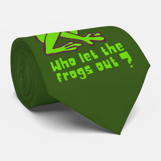 WHO LET THE FROGS OUT funny frog pun               Tie (Rolled)