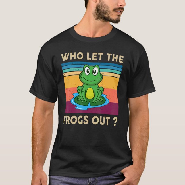 Who Let The Frogs Out Kids Boy Toddler Cute Amphib T-Shirt (Front)