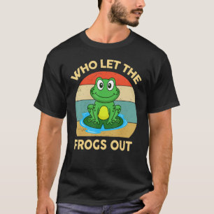 Who Let The Frogs Out Retro Kids Toddler Boy Cute T-Shirt