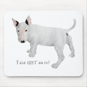 Who, me?  Bull Terrier Puppy Mouse Pad