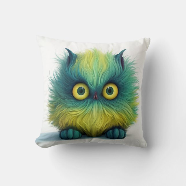 Who Me? Fuzzy Creature 2 Different Images  Cushion (Front)