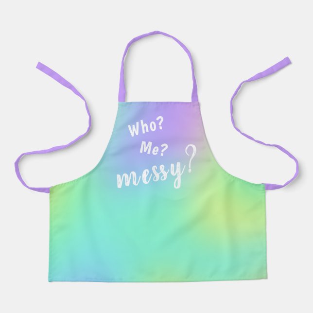 Who? Me? Messy? Colourful Children's Apron (Front)