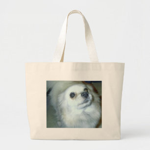 Who Me? Pomeranian Puppy Large Tote Bag