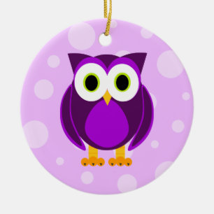 Who? Mrs. Purple Owl Ceramic Tree Decoration