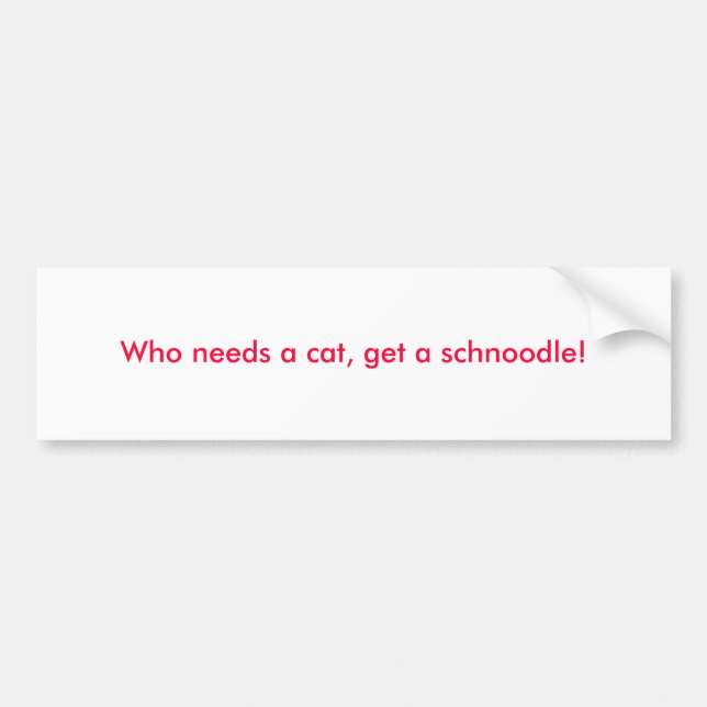 Who needs a cat, get a schnoodle! bumper sticker (Front)