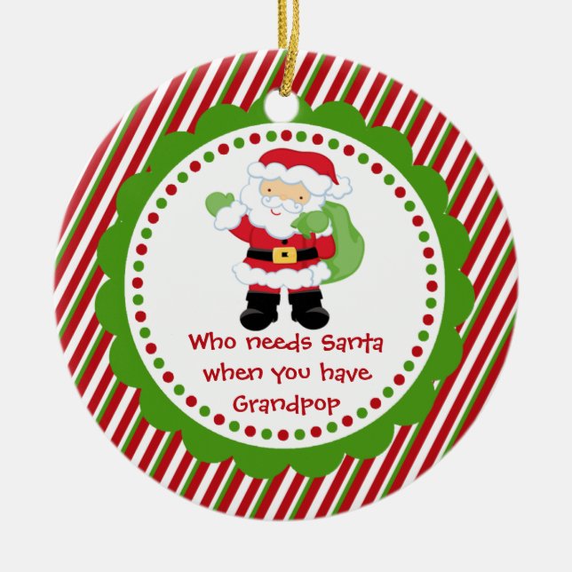 Who Needs Santa... Grandpop Christmas Ornament (Front)