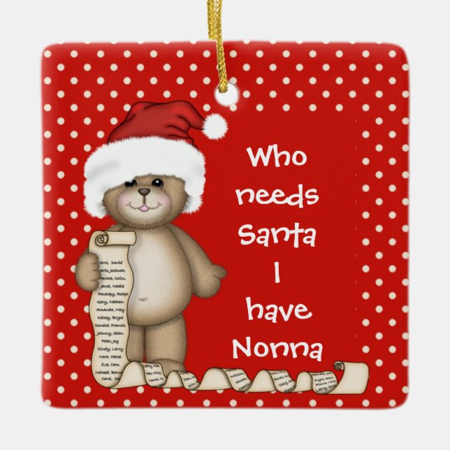 Who Needs Santa... Nonna Christmas Ornament (Front)