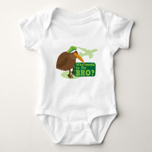 Who needs to fly bro? kiwi bird Humour Baby Bodysuit