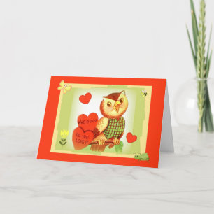 "Who-o-o Do You Love" Retro Valentine Owl Holiday Card