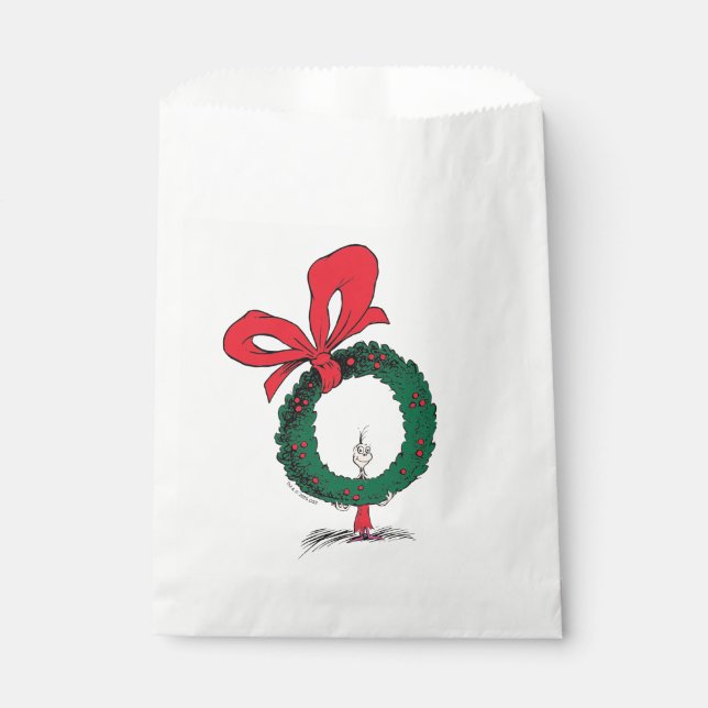 Who Peeking Through Christmas Wreath Favour Bag (Front)