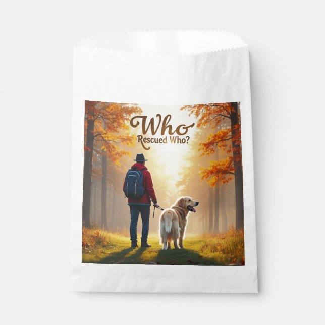 Who Rescued Who - Man golden retriever hike Favour Bag (Front)