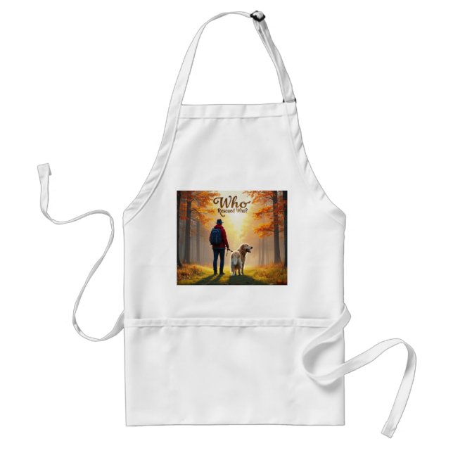Who Rescued Who - Man golden retriever hike Standard Apron (Front)