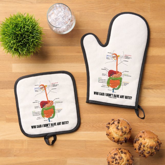Who Said I Didn't Have Any Guts? Digestive System Oven Mitt & Pot Holder Set (Top Down)