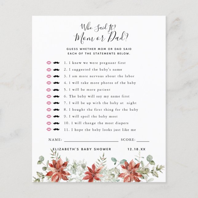 Who Said It | Baby Shower Game (Front)