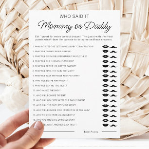 Who Said It Mummy or Daddy Guess Baby Shower Games Holiday Card