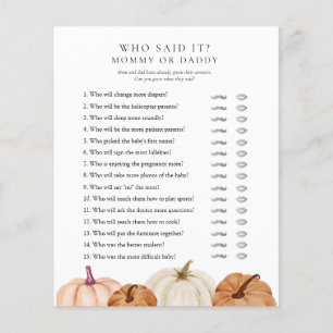 Who Said It Mummy or Daddy Pumpkin Baby Shower