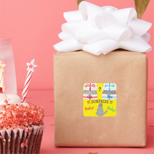 Who will born surprise Baby Square Sticker (Party)
