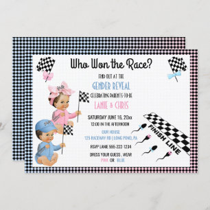 Who Won the Race Gender Reveal Funny Sperm Invitation