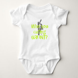 Who you calling GRUNT? White Organic Creeper- GREE Baby Bodysuit