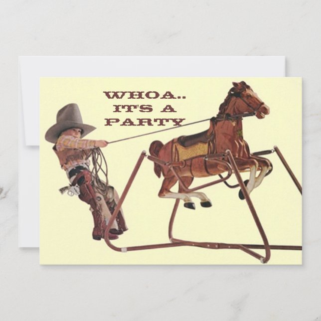 Whoa For Birthday Fun Western Cowboy Invitations (Front)
