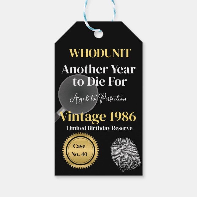 Whodunit Birthday Wine Label | Another Year to Die (Front)
