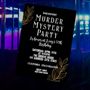 whodunit Elegant Murder Mystery Party Invitation
