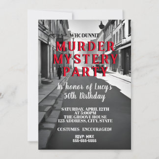 whodunit murder mystery 1940's style dinner party invitation