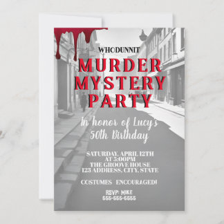 whodunit murder mystery 1940's style dinner party invitation