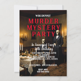 whodunit murder mystery 1950's style dinner party invitation