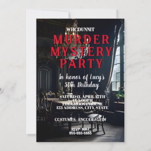 whodunit murder mystery 1950's style dinner party invitation