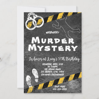 whodunit murder mystery bloody party 40th 50th 60 invitation