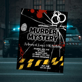 whodunit murder mystery bloody party invitation